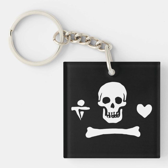 Porte-clefs Jolly roger du drapeau de Stede Bonnet Pirate (Devant)