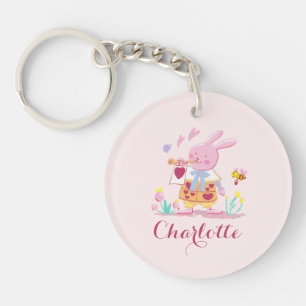 Porte-clefs Jote Easter Bunny Oeuf Motif rose
