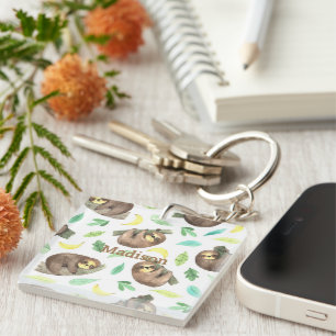 Porte-clefs Jote Sloth sur une branche Bananes Nom animal