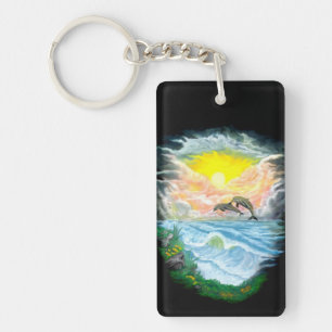 Porte-clefs Jouer aux dauphins sous le soleil