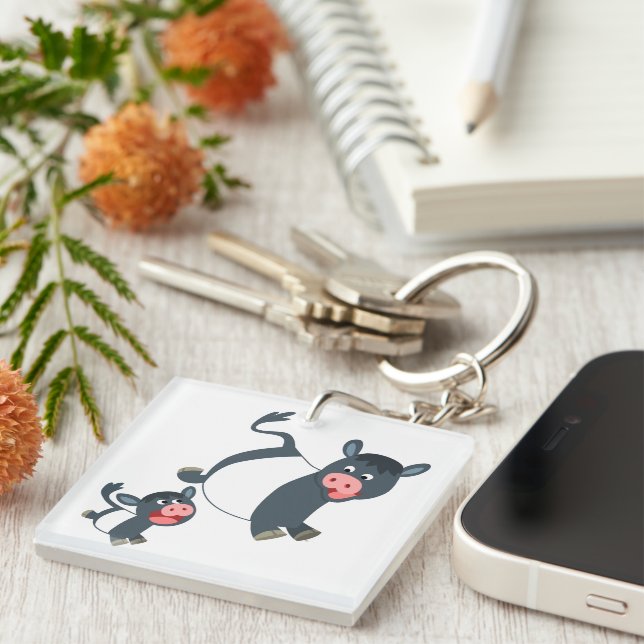 Porte-clefs Jouer Ceinture Clavier Acrylique Vache & Veau (Devant Droit)