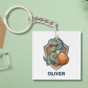 Porte-clefs Joueur de basket-ball effrayant et drôle T-rex din