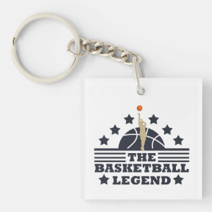 Porte-clefs joueur de basketball légende ballon bleu et orange