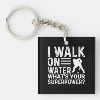 Porte-clefs Joueur de hockey Je marche sur l'eau