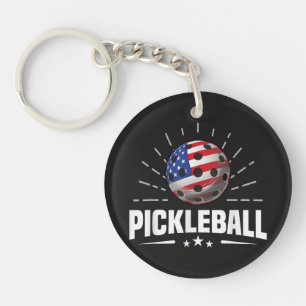 Porte-clefs Joueur de pickleball au drapeau américain des État
