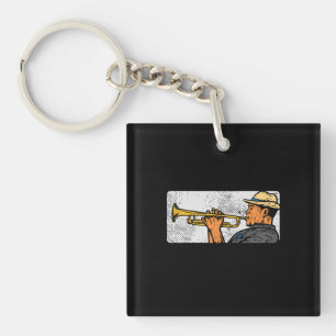 Porte-clefs Joueur de Trompette Trompette Rétro Musique Jazz