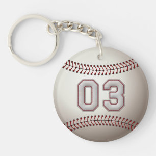 Porte-clefs Joueur numéro 03 - points frais de base-ball