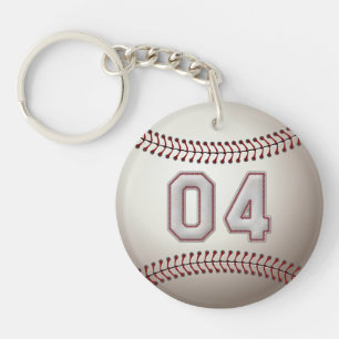 Porte-clefs Joueur numéro 04 - points frais de base-ball