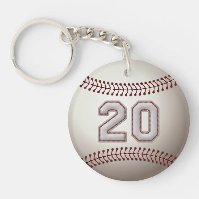 Porte-clefs Joueur numéro 20 - points frais de base-ball (Devant)
