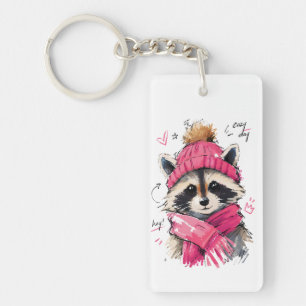 Porte-clefs Jour confortable Raton laveur mignon avec chapeau