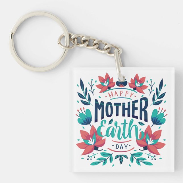 Porte-clefs Jour des terres mère dessiné à la main Design-2318 (Devant)