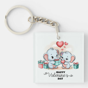 Porte-clefs Jour des Valentines du Coeur de l'Eléphant Cartoon