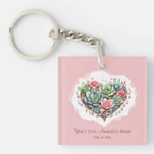 Porte-clefs Jour des Valentines du Coeur Succulent Rose Cute