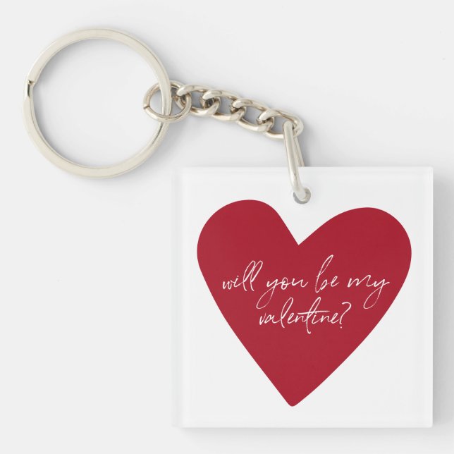 Porte-clefs Jour des Valentines du Script de Red Heart (Devant)