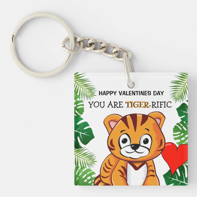 Porte-clefs Jour des Valentines Tiger-rific pour enfants migno (Devant)