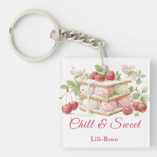 Porte-clefs Jour du Sandwich de Crème Glacée Aquarelle