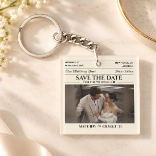 Porte-clefs Journal Save the Date Mariage Ivoire