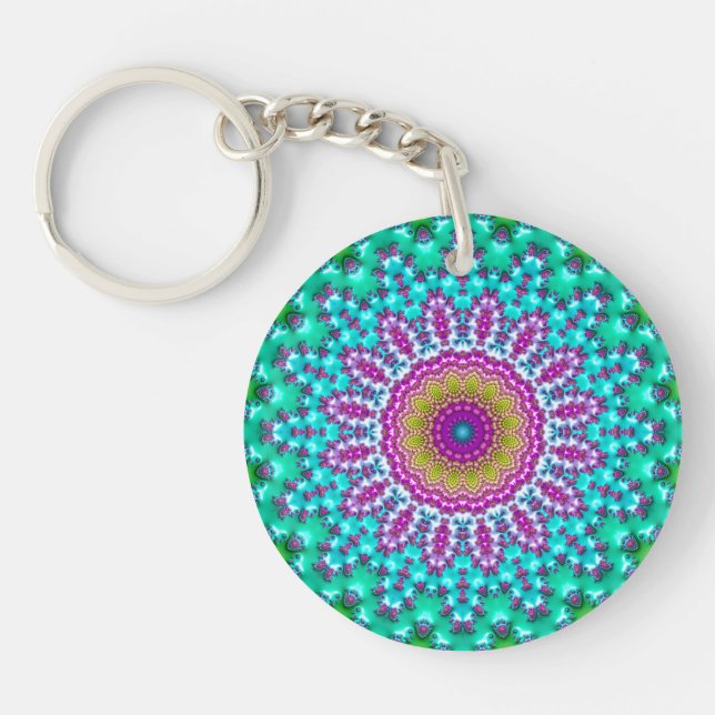 Porte-clefs Joyau super Coloré Tone Boho Fractal Mandala (Devant)
