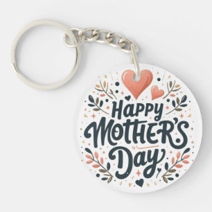 Porte-clefs Joyeuse fête des Mères - Art de typographie floral