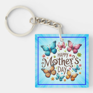 Porte-clefs Joyeuse fête des Mères avec papillons Clipart