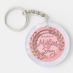 Porte-clefs Joyeuse Fête des Mères Élégant Moderne Floral Rose