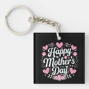 Porte-clefs Joyeuse fête des Mères Maman mignonne florale Gran
