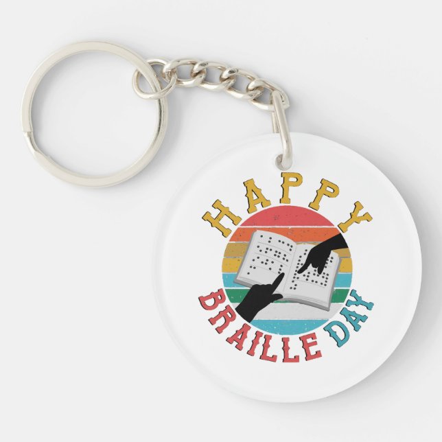 Porte-clefs Joyeuse Journée Braille (Devant)