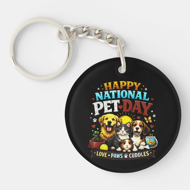 Porte-clefs Joyeuse Journée nationale des animaux de compagnie (Devant)