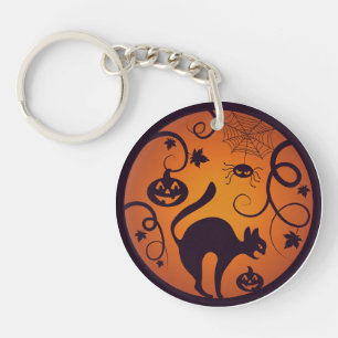 Porte-clefs Joyeuse lanterne d'Halloween araignées et chauves-