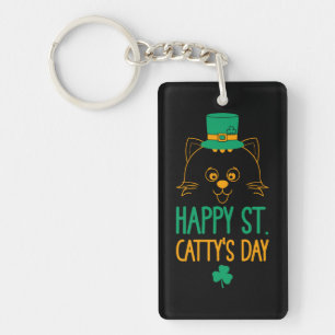 Porte-clefs Joyeuse Saint-Catty's Day - Cute Cat Leprechaun