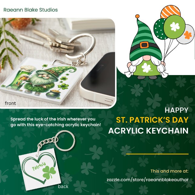 Porte-clefs Joyeuse Saint-Patrick en Acrylique Personnalisé  (Créateur téléchargé)
