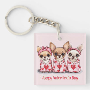Porte-clefs Joyeuse Saint-Valentin Chiens Chihuahua