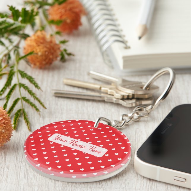 Porte-clefs Joyeuse Saint-Valentin Moderne Motif d'Amour (Devant Droit)