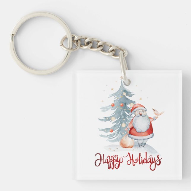 Porte-clefs Joyeuses Fêtes, Père Noël Sapin (Devant)