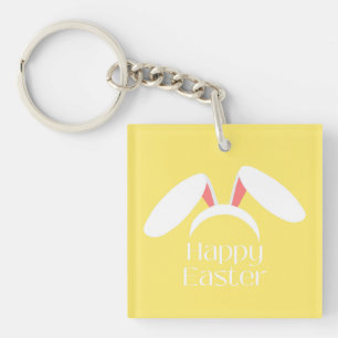 Porte-clefs Joyeuses oreilles de lapin blanc de Pâques