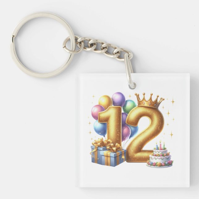 Porte-clefs Joyeux 12e anniversaire (Devant)