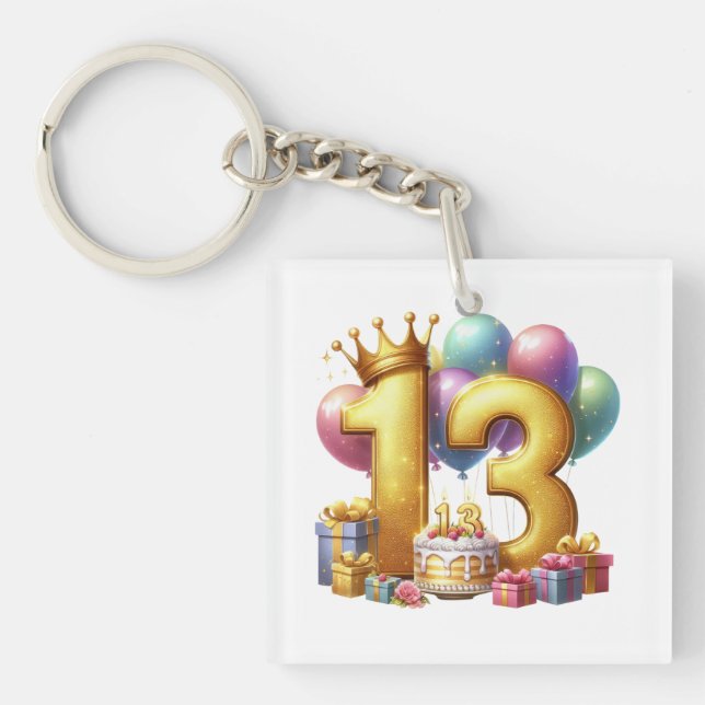Porte-clefs Joyeux 13e anniversaire (Devant)