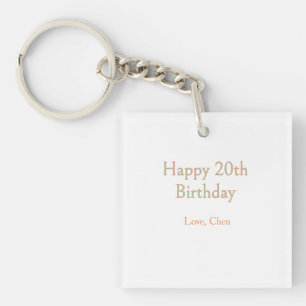 Porte-clefs joyeux 20e anniversaire vert orange pastel nom dat