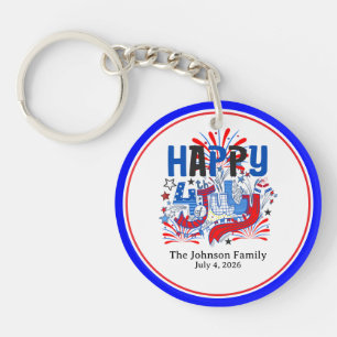 Porte-clefs Joyeux 4 juillet Texte personnalisé de célébration