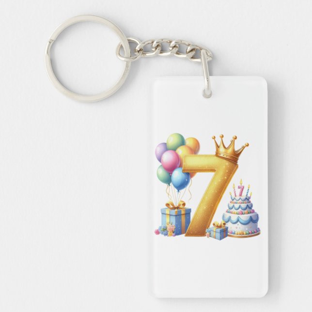 Porte-clefs Joyeux 7ème Anniversaire (Devant)
