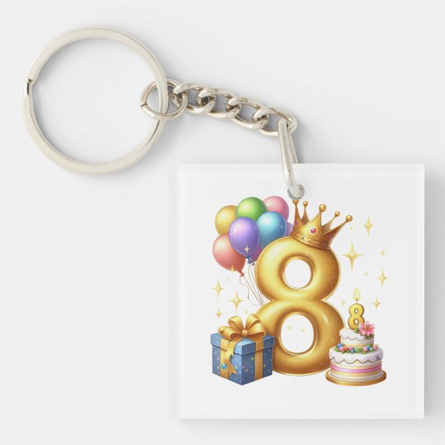 Porte-clefs Joyeux 8e Anniversaire (Devant)