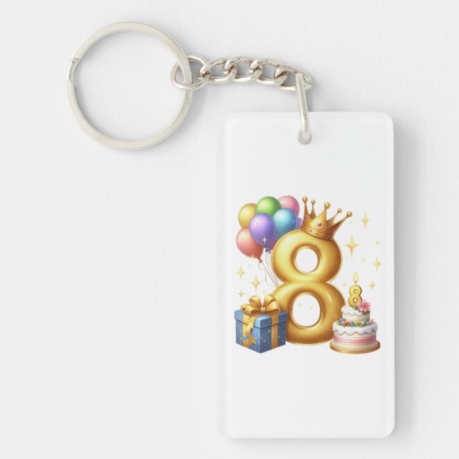 Porte-clefs Joyeux 8e Anniversaire (Devant)