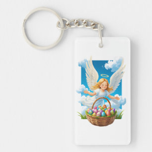 Porte-clefs Joyeux Ange de Pâques avec Panier