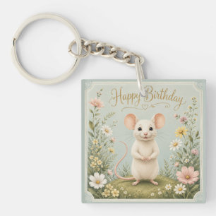 Porte-clefs Joyeux Anniversaire au Jardin de la Souris Douce