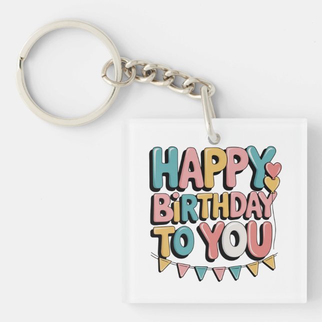 Porte-clefs Joyeux Anniversaire Bulles (Devant)
