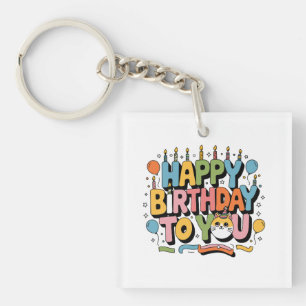 Porte-clefs Joyeux Anniversaire Chat Mignon