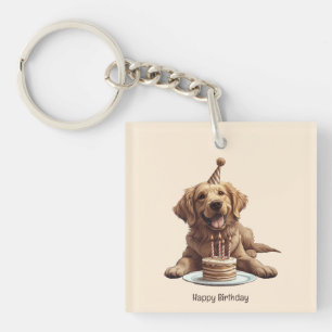 Porte-clefs Joyeux Anniversaire Golden Retriever Chien