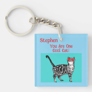 Porte-clefs Joyeux anniversaire Vous Cool Tabby Chat Mens Mari