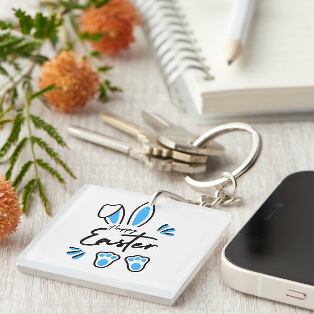 Porte-clefs Joyeux bleu de Pâques (Devant Droit)