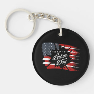 Porte-clefs Joyeux cadeau de la fête du travail drapeau améric
